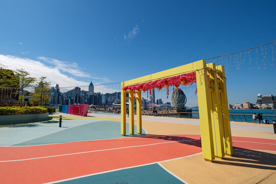 East Coast Park Precinct is a newly opened public space with art installation and space for skateboarding in CAUSEWAY BAY, HONG KONG on JAN 30, 2021