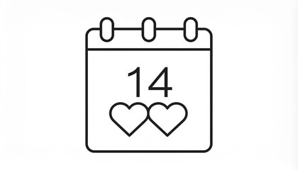 Calendar with 14th date and two hearts