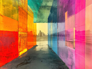 A Reimagined Wailing Wall with Holographic and Futuristic Textures