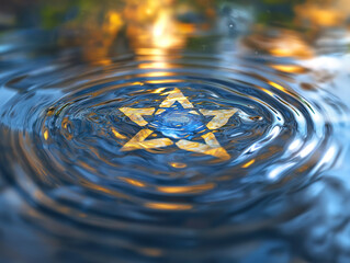 A Dreamlike Star of David Appearing as Water Ripples