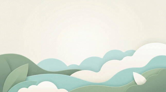 Serene natural landscape background for healthcare and wellness design, promoting peace and calm with gentle organic shapes and soft colors
