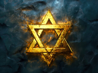 A Stunning Gold Star of David Displayed on a Textured Surface