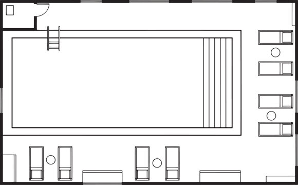 A meticulously designed architectural blueprint showcasing a luxurious swimming pool, inviting relaxation and leisure.