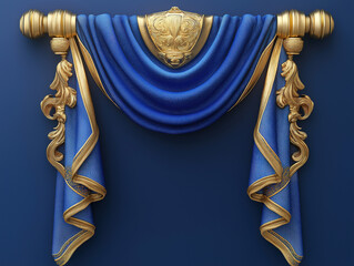Ornate Purim Banner with Gold and Blue Elements