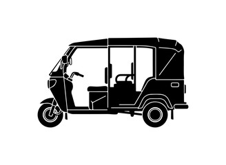 Black Silhouette Vector Auto Rickshaw Design