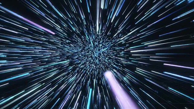Futuristic Space Travel Through Cosmic Tunnel.