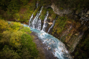 Obraz premium The scenery of Shirogane Falls in Hokkaido, Japan