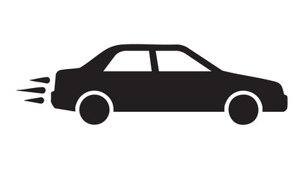 Obraz premium Black Sedan Car Speed Icon Vector