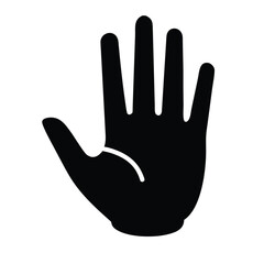 Obraz premium This black vector hand print silhouette features a human palm and fingers as a symbolic gesture of care, help, and love for people in this artistic business concept illustration 