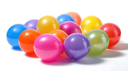 A colorful bunch of balloons on a white background