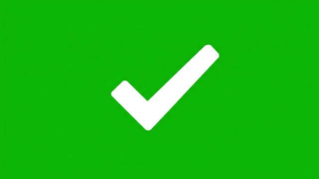 Animated checkmarks on green background approval icons