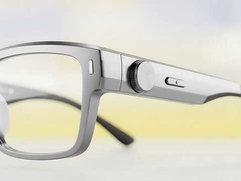 Augmented reality smart glasses on a white background, mockup for an augmented reality app, image for a wearable technology blog