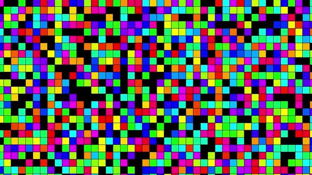 Vibrant colorful pixelated pattern fills the entire screen