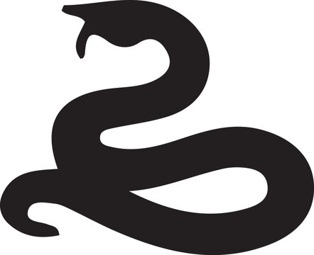Black and white snake vector illustration showing a simple cartoon snake symbol isolated on a clean background