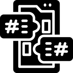 Obraz premium hashtag glyph icon. Strong and solid vector icon for websites, mobile interfaces, presentations, and visual branding. High quality and easy to edit.