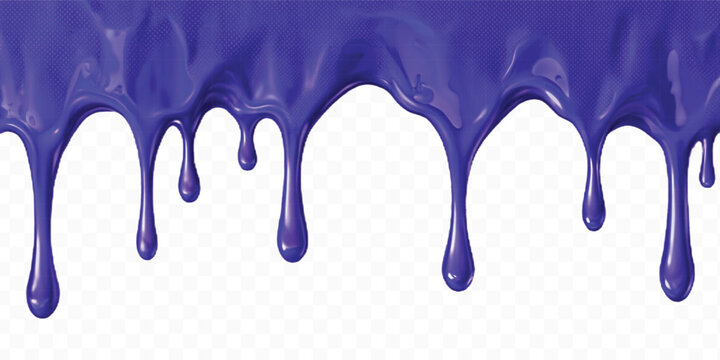 realistic 3d colorful liquid paint dripping down in different style isolated on transparent background