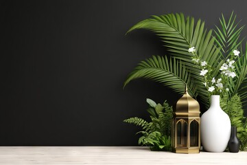 Fototapeta premium Elegant 3D Elements for Festive al-Fitr Celebration with Luxurious Decor