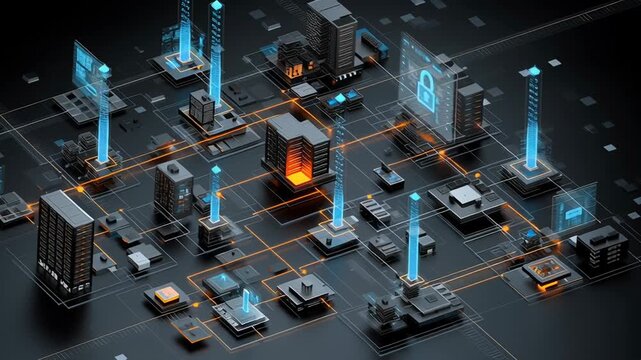 Protected data ecosystem, encrypted data elements connected within secure architecture, editorial enterprise imagery, confidential data ecosystem