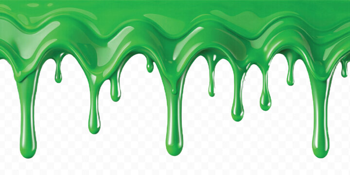 realistic 3d colorful liquid paint dripping down in different style isolated on transparent background