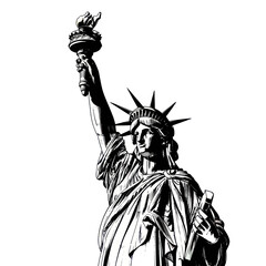 Fototapeta premium Statue of Liberty Black and White Illustration
