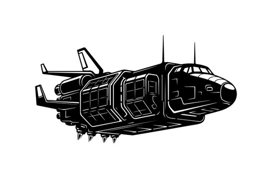Space Shuttle Silhouette Vector Illustration - Minimalist Black and White Design