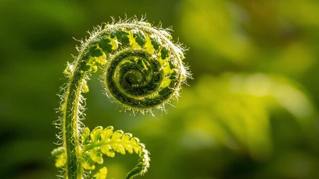 Fiddlehead Ferns Unfurling in Nature. slowmotion footage profesional