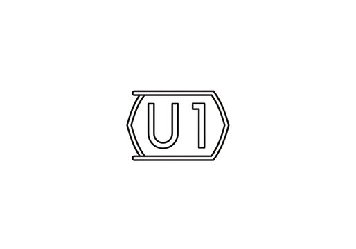 U1 Logo Icon, Number One Symbol, Minimalist Line Art Badge
