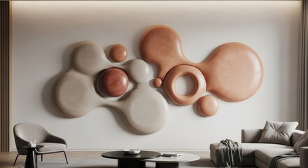 Abstract Wall Art Decor in Modern Living Room.