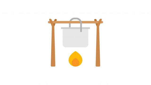 Camping Cooking Pot Over Fire Animation