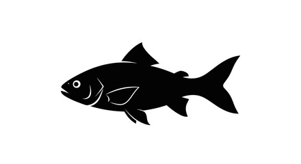 Black Fish Silhouette Swimming Left 1.