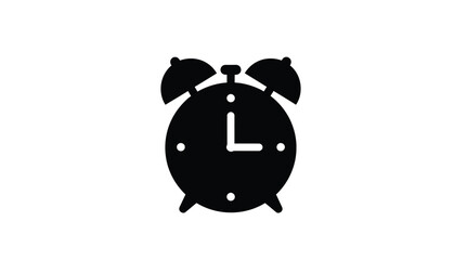 Simple black alarm clock illustration with a minimalist silhouette