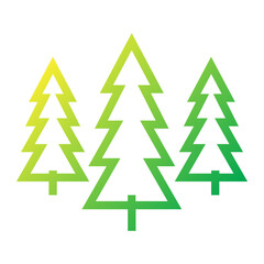 Obraz premium Gradient line icon of coniferous pine trees