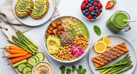 Healthy and Delicious Food Spread for a Balanced Diet.