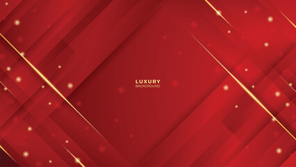 Red Luxury Background With Gold Lines and Glitter Effect. Elegant style vector design