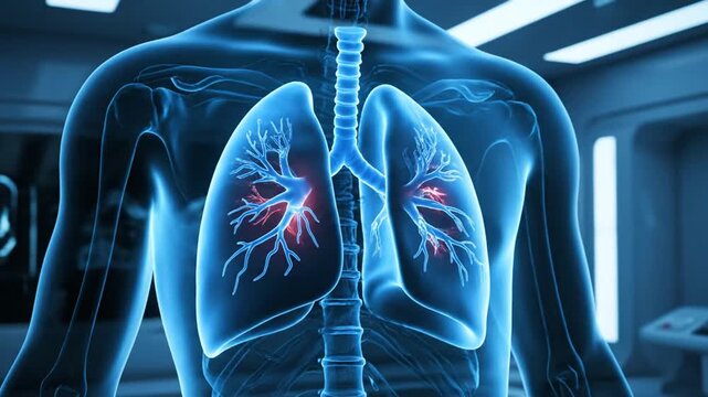 Human Lungs Anatomy Scan Medical 3D Render.