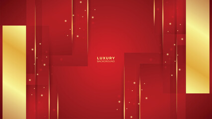 Red Luxury Background With Gold Lines, Shapes and Glitter Effect. Elegant style vector design