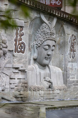 Serene and peaceful sculpture of Buddha.