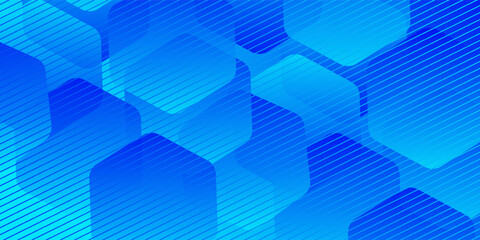 Modern abstract blue background with glowing geometric lines. Blue gradient hexagon shape design. vector.
