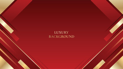 Red Luxury Background With Gold Lines and Abstract Shapes. Elegant style vector design
