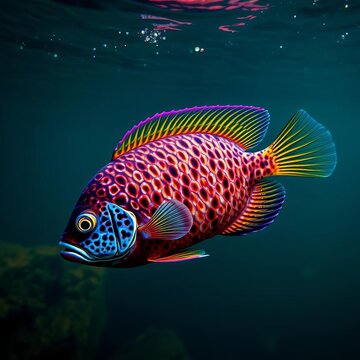 Majestic Cyphotilapia Frontosa, the jewels of Lake Tanganyika, glide through deep African waters,  Rift Valley fish,  ichthyology