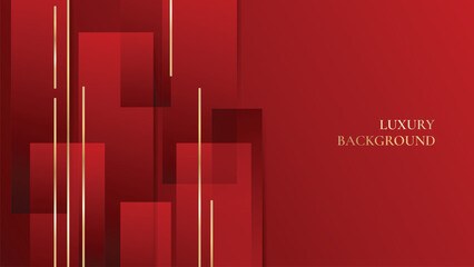 Red Luxury Background With Gold Lines and Abstract Shapes. Elegant style vector design