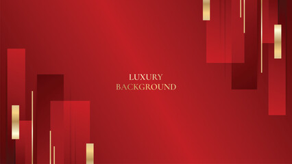 Red Luxury Background With Gold Lines and Abstract Shapes. Elegant style vector design