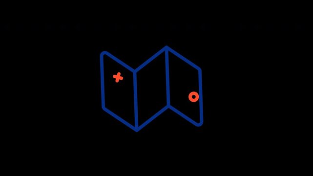 Route Map Navigation Animation Loop with Alpha Channel in 4K