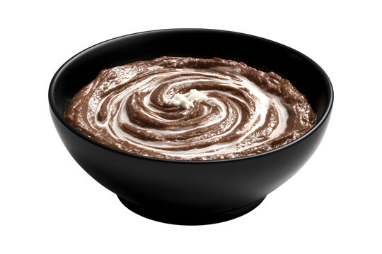 Refried beans with queso fresco swirl, isolated on transparent background