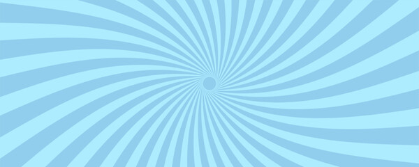 Abstract light blue sunburst background with radial rays and retro pop art design