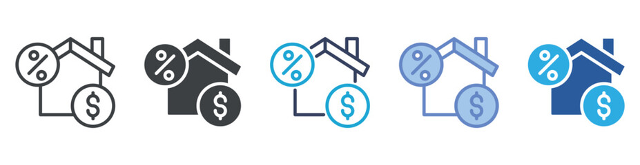 Mortgage icon set multiple style collection