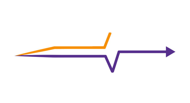 Minimalist Vector Arrow Line Graphic showing Dynamic Progress, Trajectory, and Data Flow. Abstract business logo or technology concept.