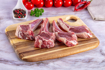 Raw fresh lamb meat on the bone