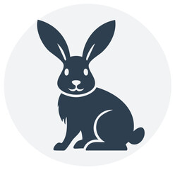 Obraz premium Sitting Rabbit Icon on a Light Gray Circle Background