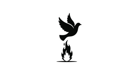Obraz premium Symbolic silhouette of a dove rising from flames, representing hope and resilience